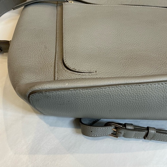 Elegant Pebble Grain Leather Backpack Midsize in Grey main image 14